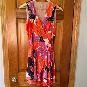 Banana Republic Floral Wrap Dress - Red, Pink, Black